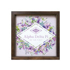 Alpha Delta Pi 12x12 Wood Framed Sign - Purple Floral Diamond Frame | ADPi Gifts