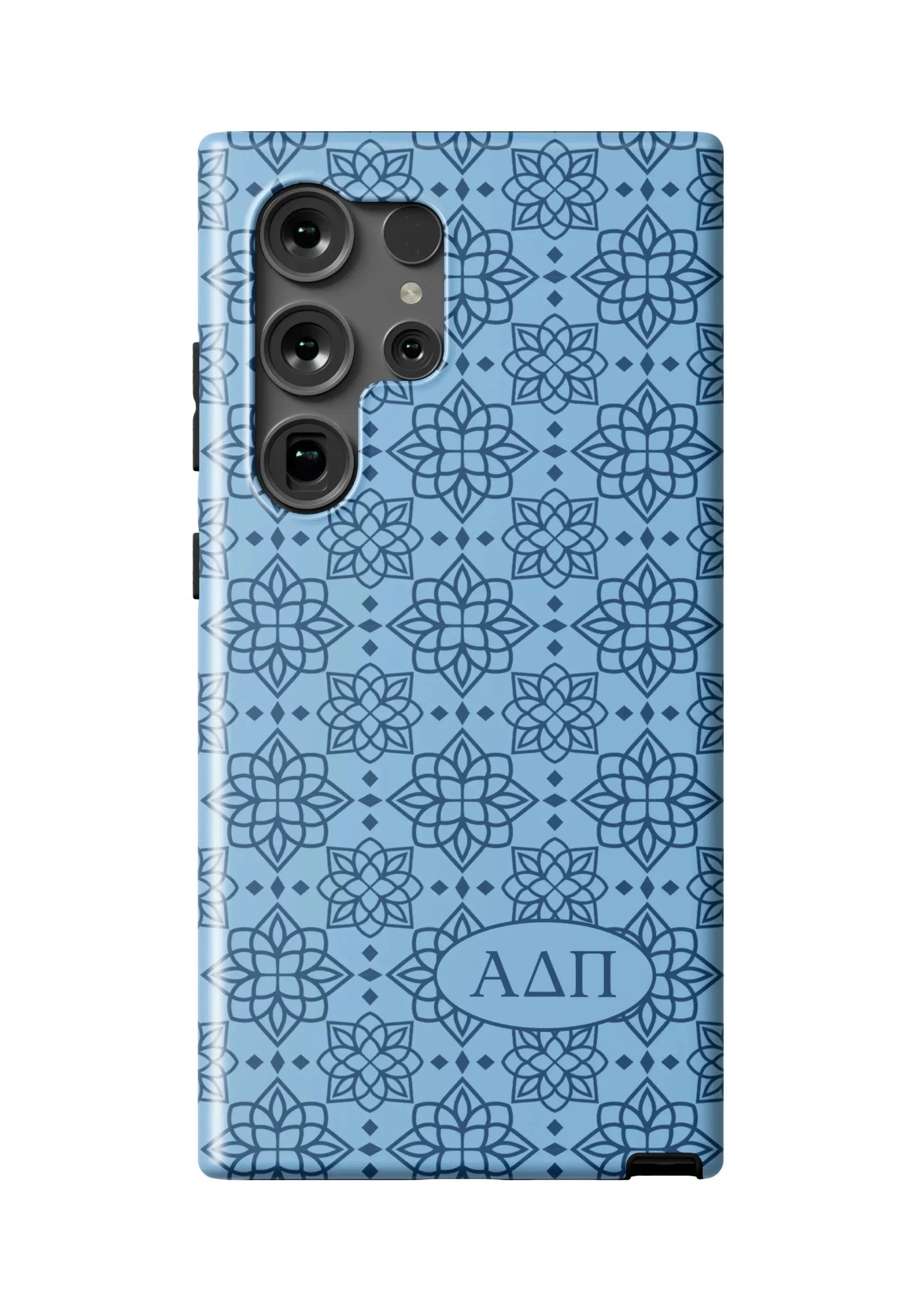 Alpha Delta Pi Samsung Galaxy 24, 23 Mobile Phone Case - Adelphean Blue Ornate Matte Mobile Phone Cases