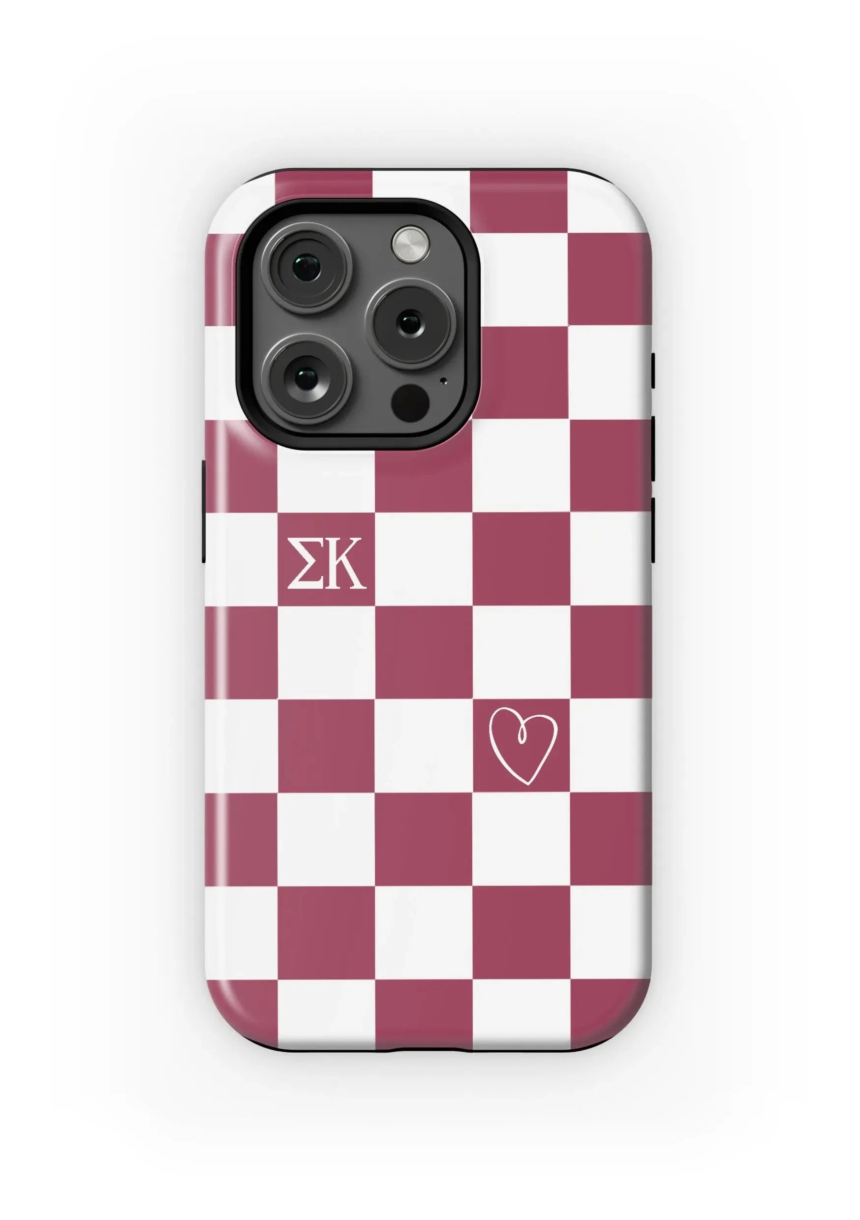 Sigma Kappa iPhone 16, 15, 14 Mobile Phone Case - Maroon Check Matte Mobile Phone Cases