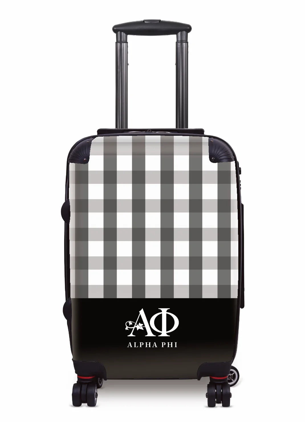 Alpha Phi Carry-on Luggage - Gingham Black Suitcases