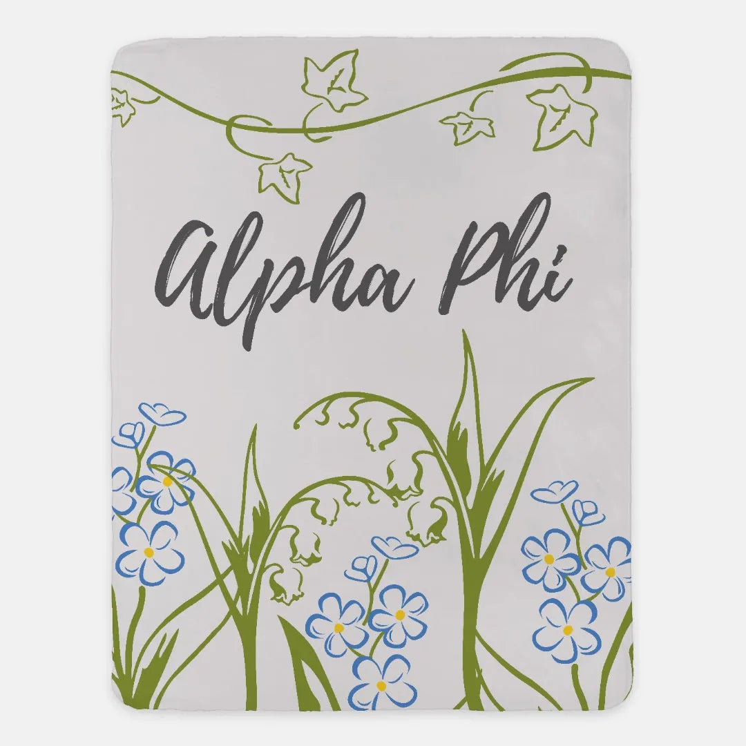 Field of Lillies Alpha Phi Sherpa Blanket XL 60x80 | APhi Gifts