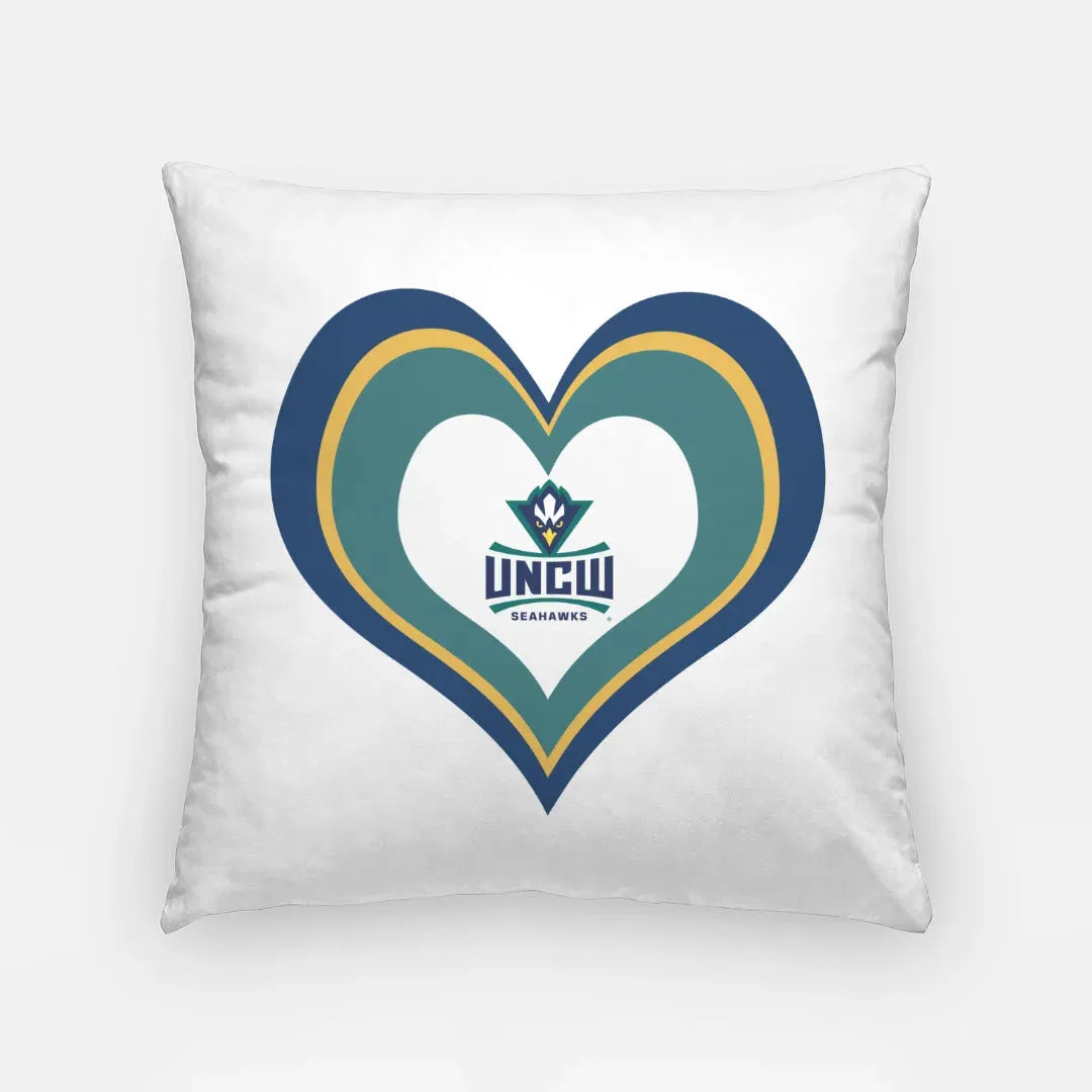 UNCW Layered Heart Throw Pillow - 18" Pillow Covers