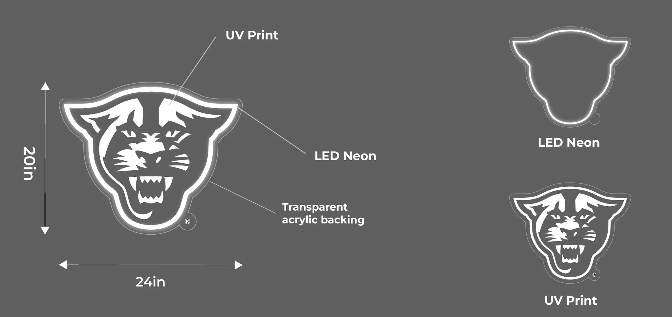 Georgia State University LED UV Print Neon Sign w/ Dimmer - 20" Neon Signs