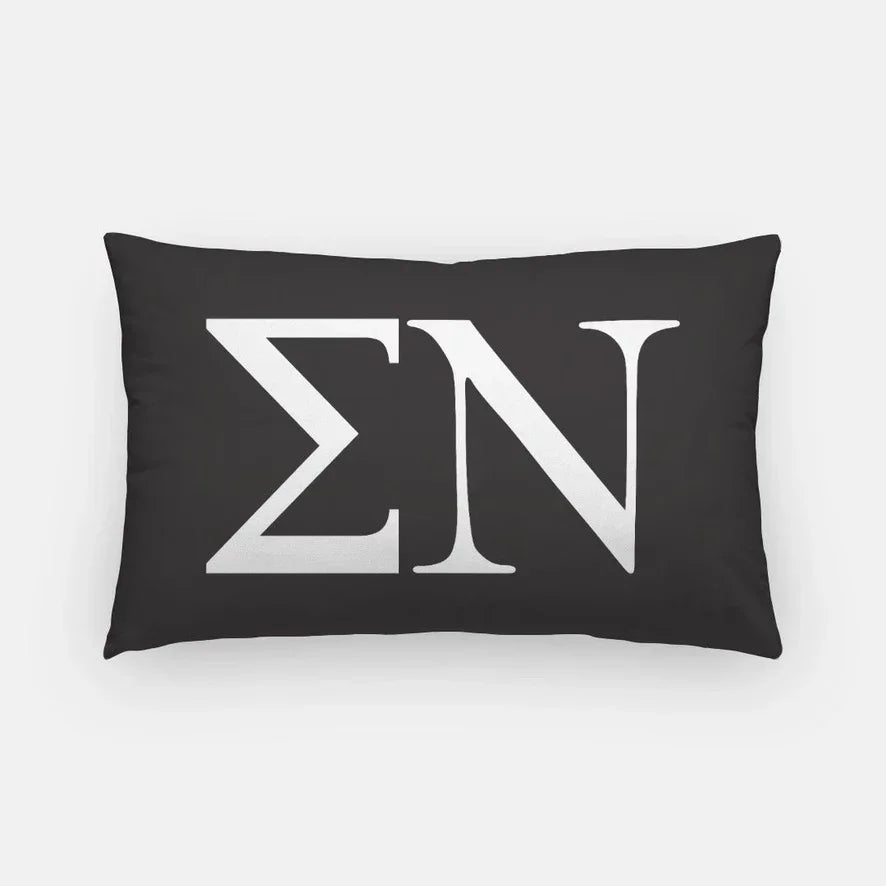 Sigma Nu Lumbar Pillow Cover - Greek Letters Black White Pillow Covers