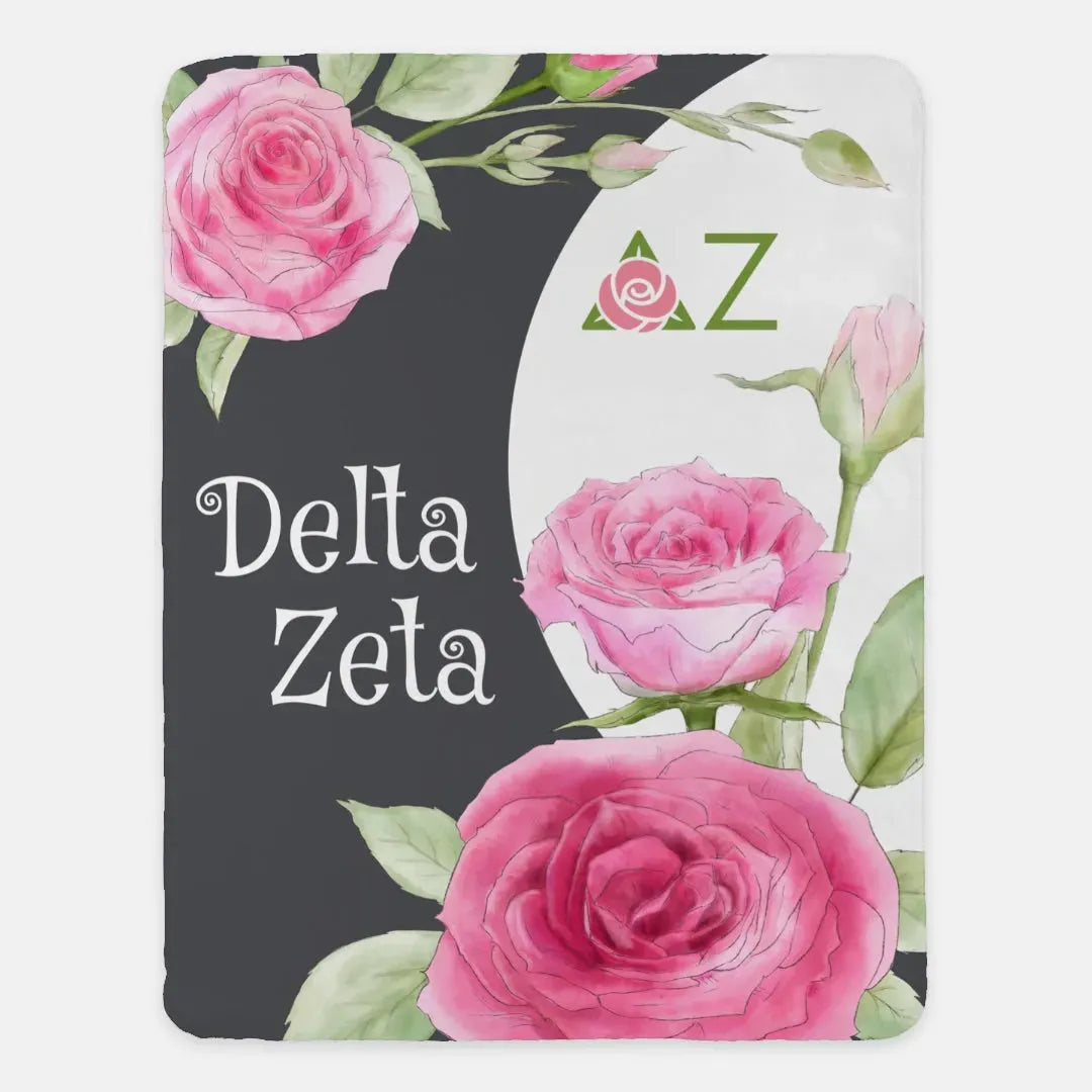 Delta Zeta XL 60x80 Sherpa Throw Blanket - Rose Moon Throw Blankets