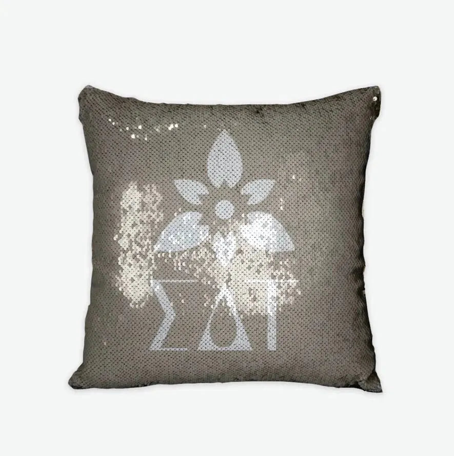 Sigma Delta Tau Sequin Pillow Cover - Droplet Tea Rose Pillow Covers