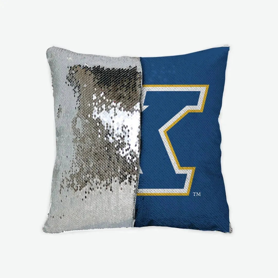 Kent State Sequin Pillow Cover - "K" Emblem Silver Pillow Covers