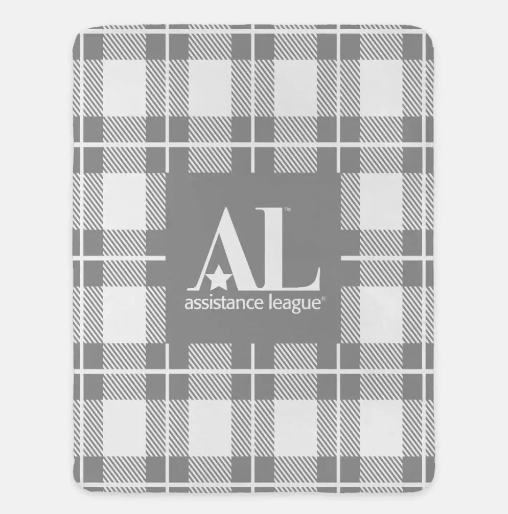 Assistance League XL 60x80 Plaid Sherpa Blanket Gray Throw Blankets