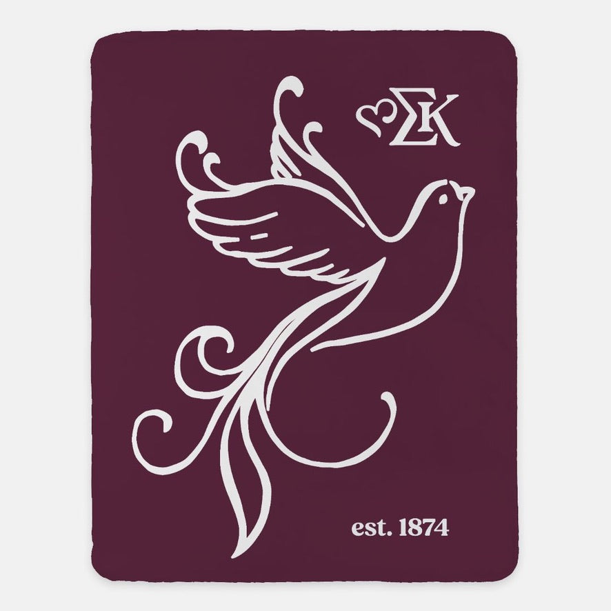 Sigma Kappa Sherpa Blanket XL 60x80 Doves | Custom Sig Kap Gifts