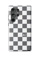 Delta Zeta Samsung Galaxy 24, 23 Mobile Phone Case - Gray Check | DZ