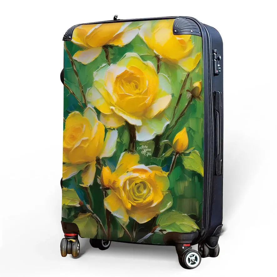 Alpha Sigma Tau Carry-on Suitcase - Bold Yellow Roses Suitcases