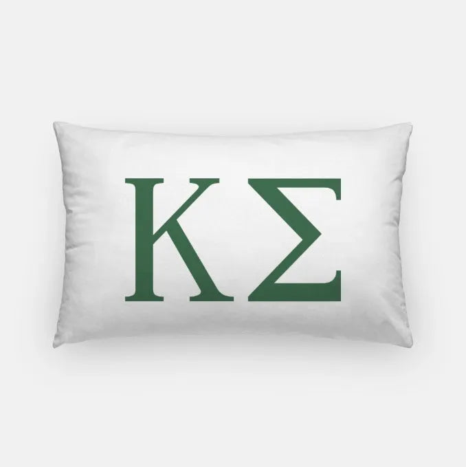Kappa Sigma Lumbar Pillow Cover - Greek Letters White Green Pillow Covers