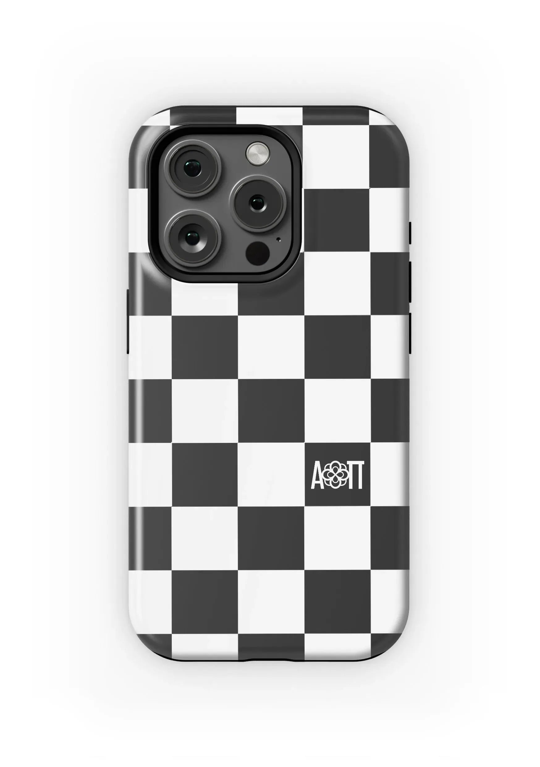 Alpha Omicron Pi iPhone 16, 15, 14 Mobile Phone Case - Black Check Matte Mobile Phone Cases
