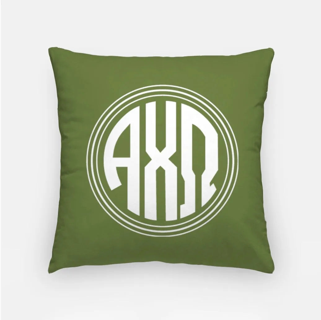 Alpha Chi 18" Monogram Throw Pillow Cover Olive Pillow Covers
