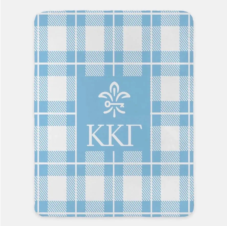 Kappa Kappa Gamma XL 60x80 Plaid Blanket Light Blue Throw Blankets