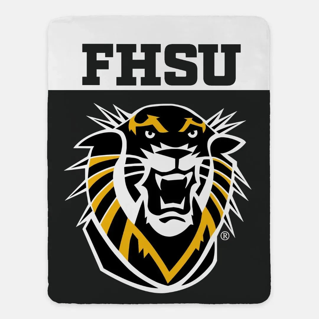 FHSU XL 60x80 Sherpa Throw Blanket - Wide Band Throw Blankets