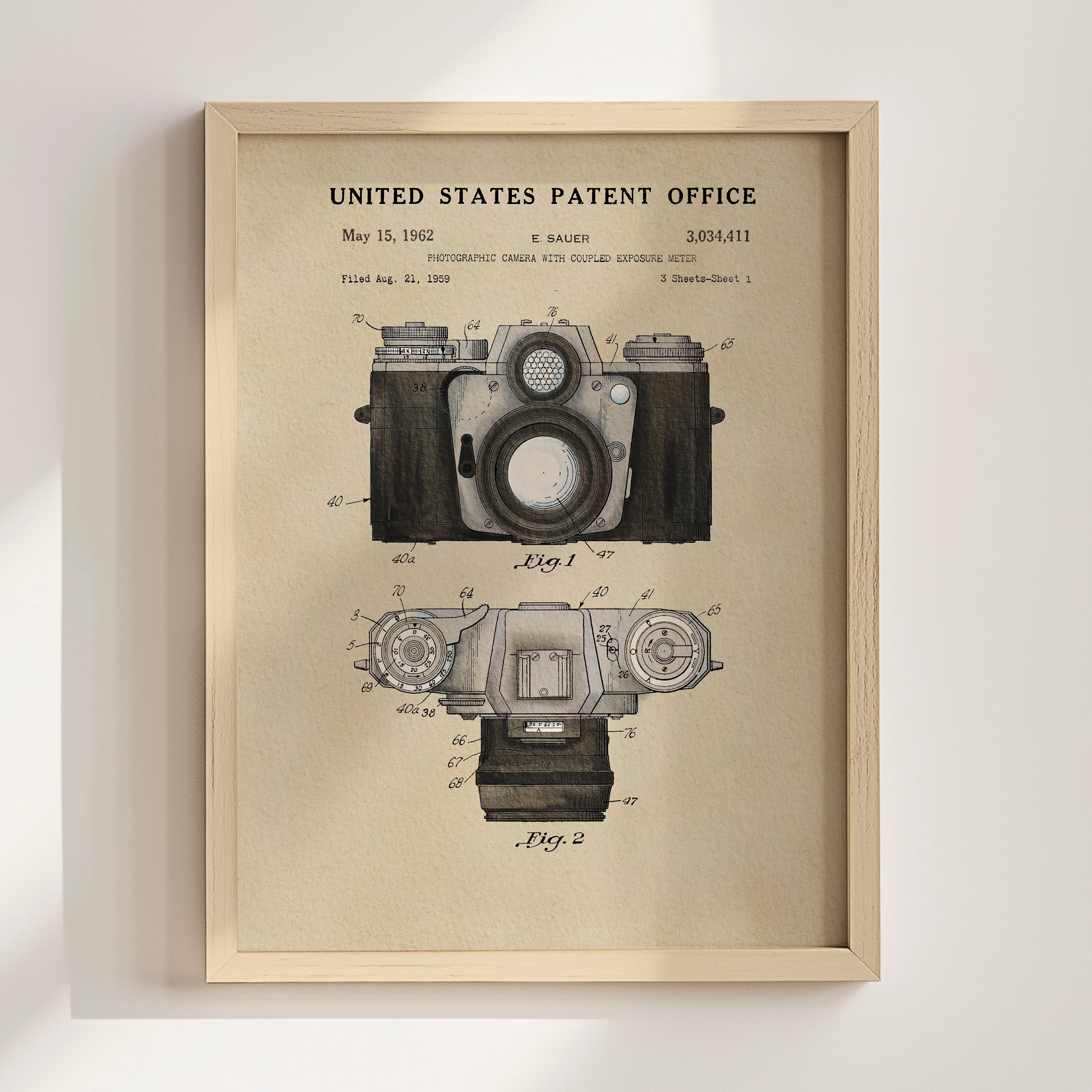 Modern Camera US Patent Wall Print | Dorm Decor | Wall Art