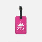 Zeta Tau Alpha Luggage Tag (Set of 2) - Pink with Crown | Travel Accessories | Festive Fit Home