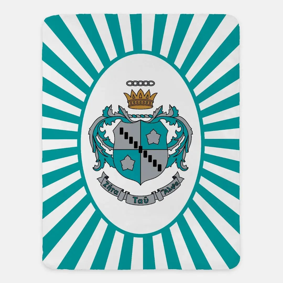 Zeta Tau Alpha XL 60x80 Sherpa Blanket - Crest Starburst Throw Blankets