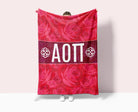 Alpha Omicron Pi XL 60x80 Sherpa Throw Blanket - Rose Pattern
