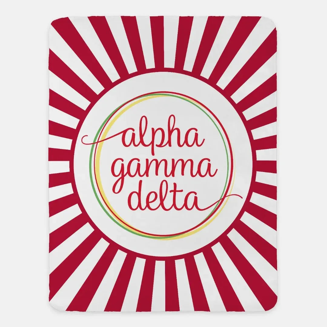 Alpha Gamma Delta XL 60x80 Sherpa Throw Blanket - Red Starburst Throw Blankets