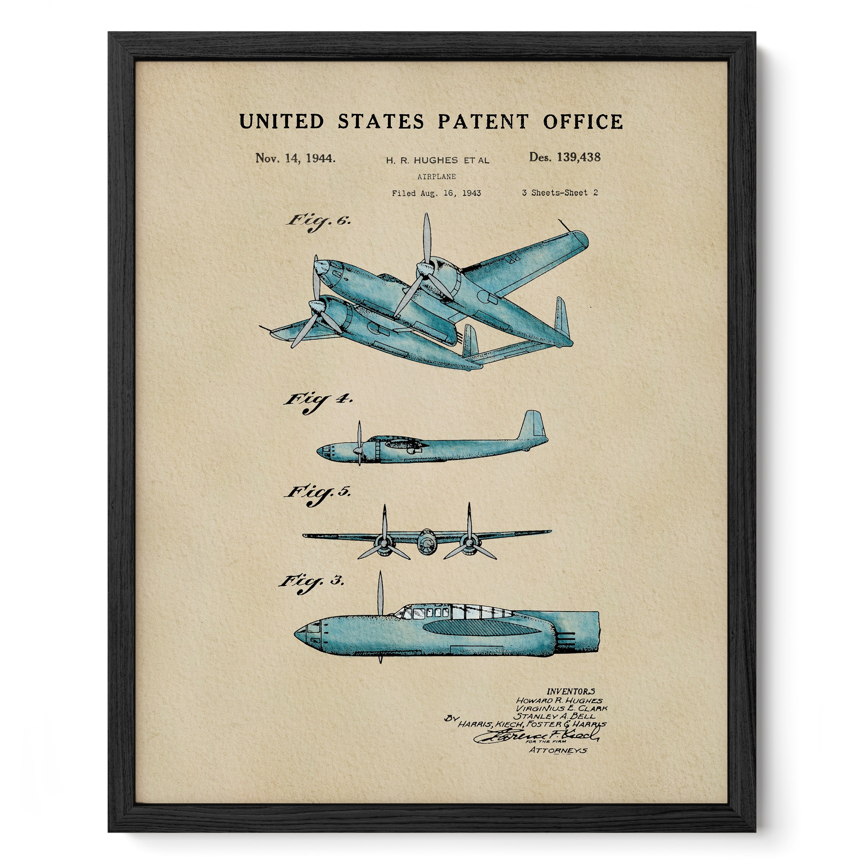 Vintage Airplane US Patent Art Print | Guys Dorm Decor | Wall Art