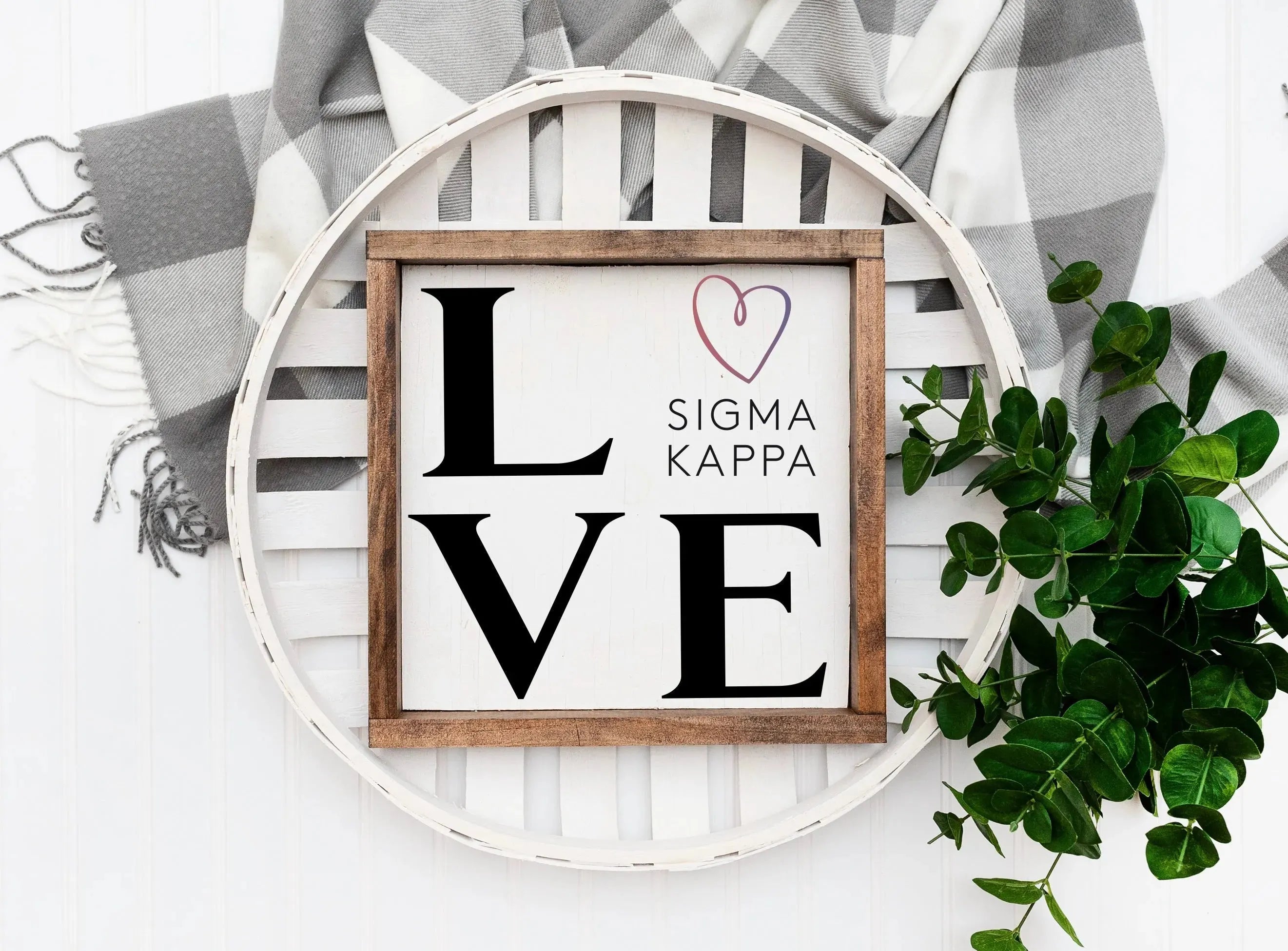 Sigma Kappa 12x12 Wood Framed Sign - "LOVE" Traditional Wall Art & Signs