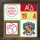 Alpha Gamma Delta 12x12 Wood Framed Sign - Classic Color Block Walnut Stain Wall Art & Signs