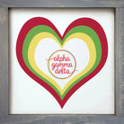 Alpha Gamma Delta Wood Framed Sign - Heart - 12"x12" | Official Gifts | Merchandise | Festive Fit Home