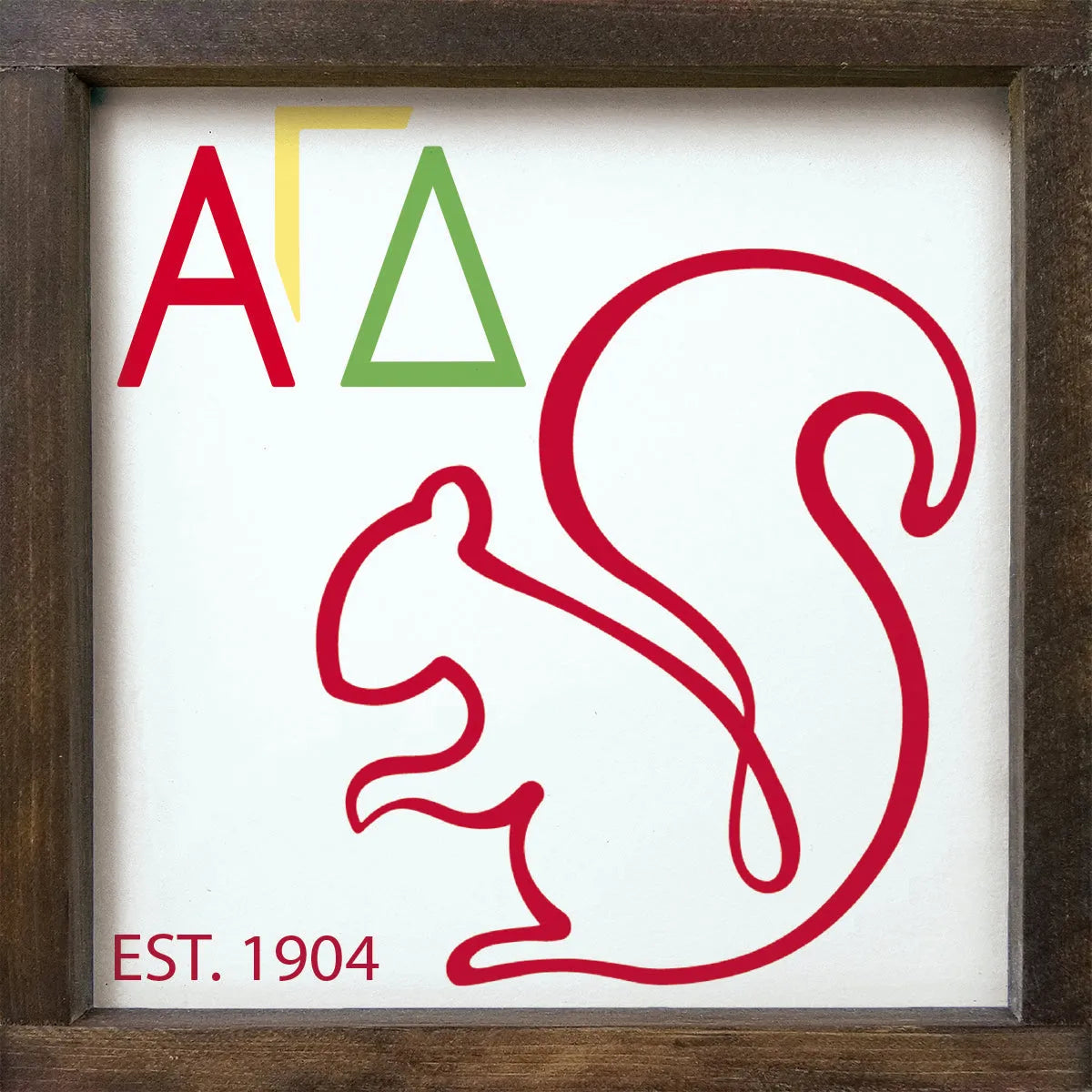 Alpha Gamma Delta Sign - Greek Letters and Squirrel - 12"x12" | Gifts and Decor | Festive Fit Home