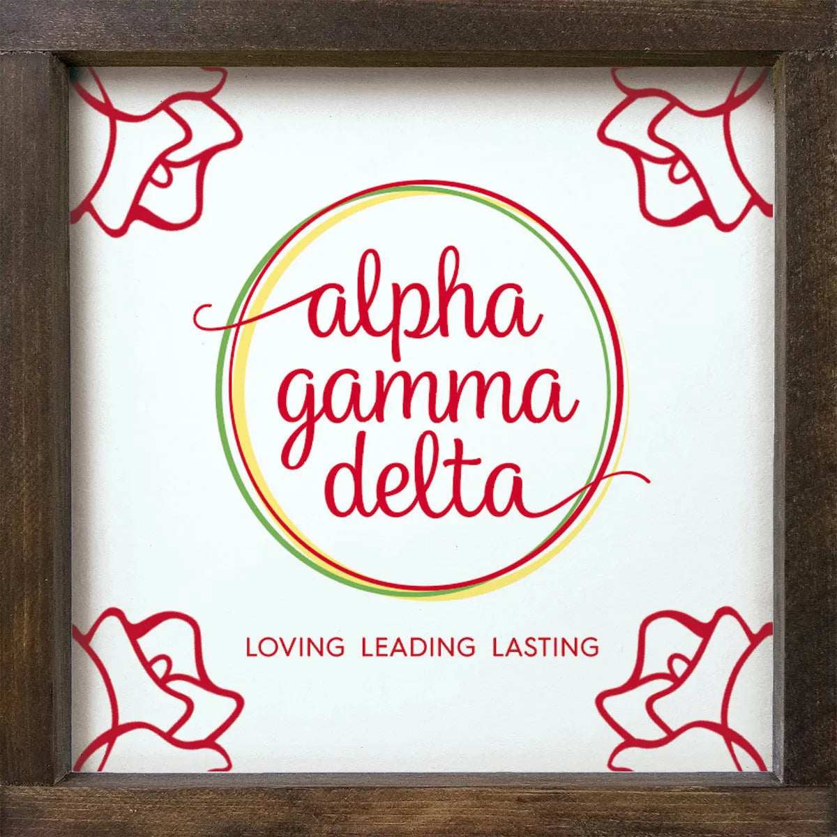 Alpha Gamma Delta Sign - Roses - 12"x12" | Official Merchandise | Gifts and Decor | Festive Fit Home