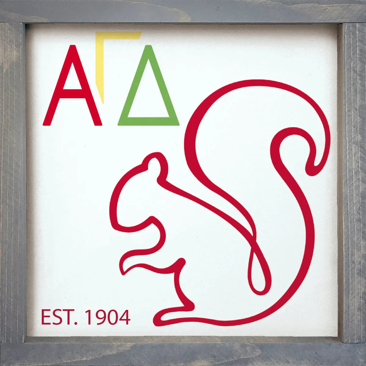 Alpha Gamma Delta Sign - Greek Letters and Squirrel - 12"x12" | Gifts and Decor | Festive Fit Home