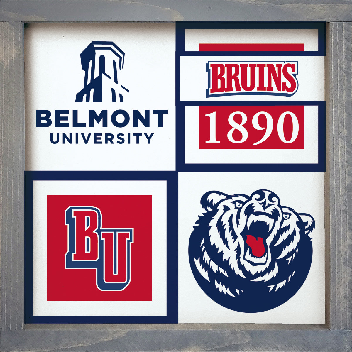 Belmont University Framed Sign - Classic Color Block 12"x12"