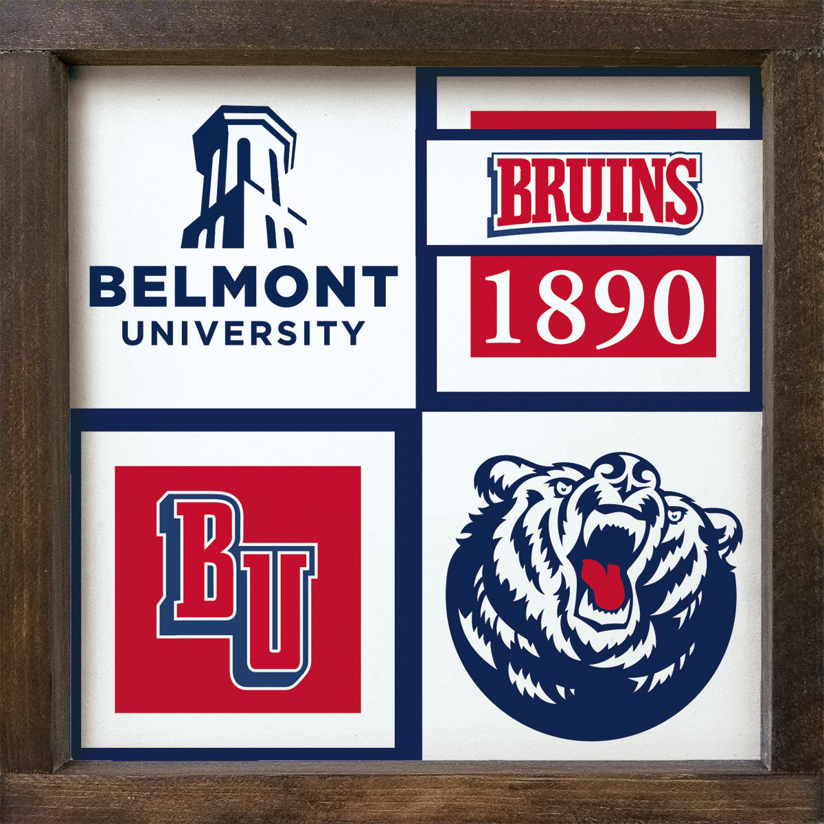 Belmont University Framed Sign - Classic Color Block 12"x12"