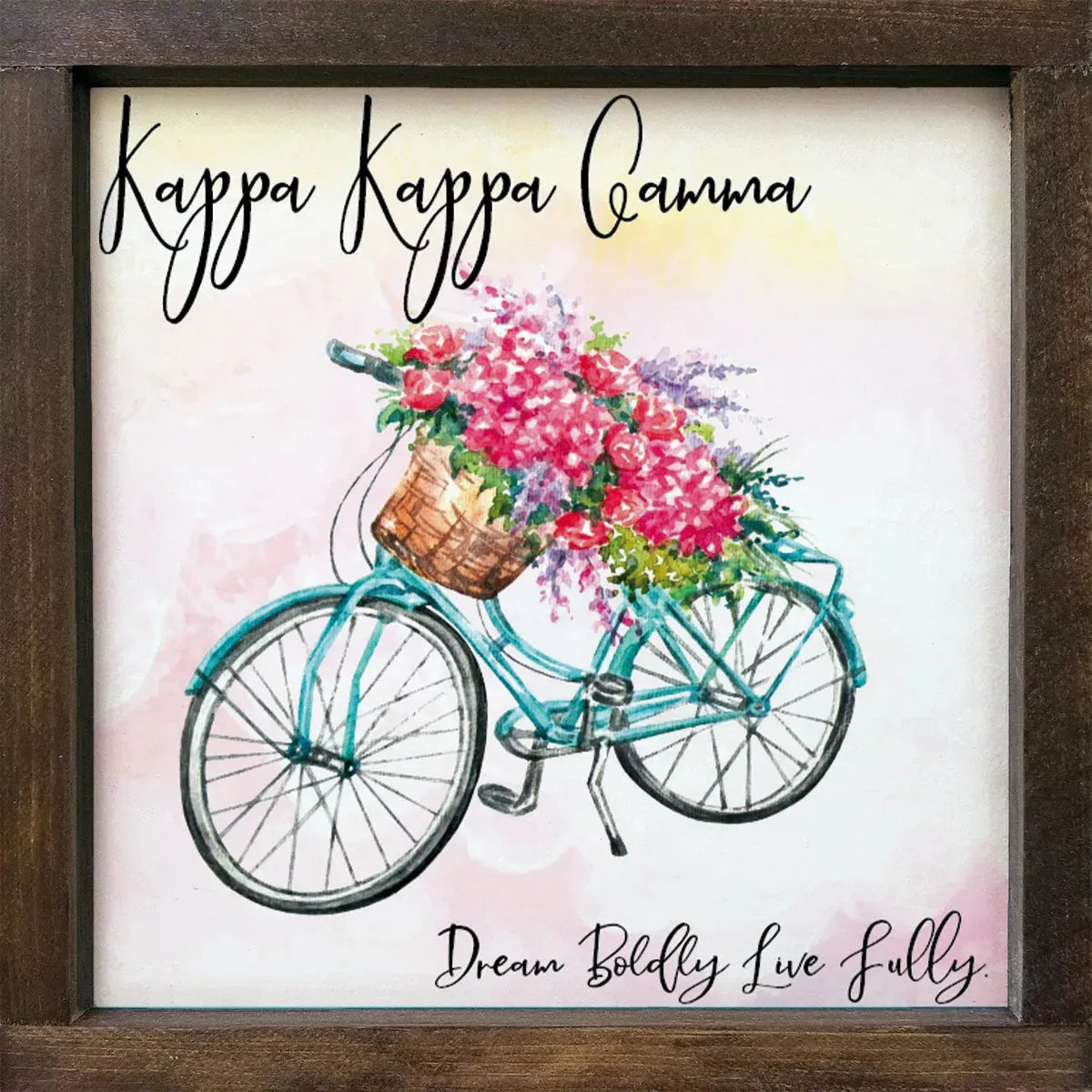 Floral Bicycle Framed Wood Sign - 12"x12" Wall Art & Signs