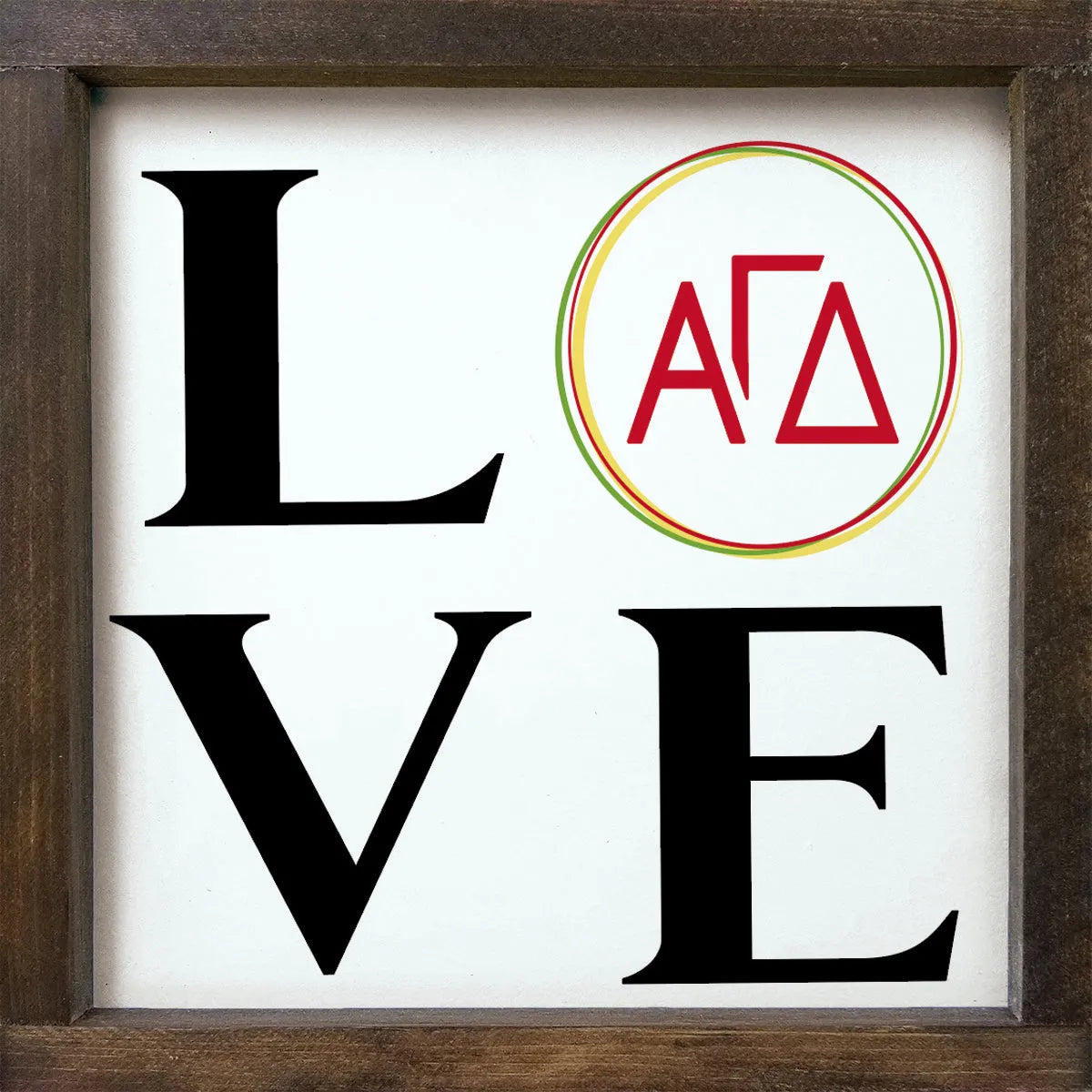 Alpha Gamma Delta Wood Framed Sign - LOVE - 12"x12" | Custom Gifts and Decor | Festive Fit Home