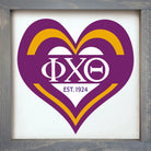 Phi Chi Theta 12x12 Heart Wood Framed Sign | Custom Gifts | Dorm Decor