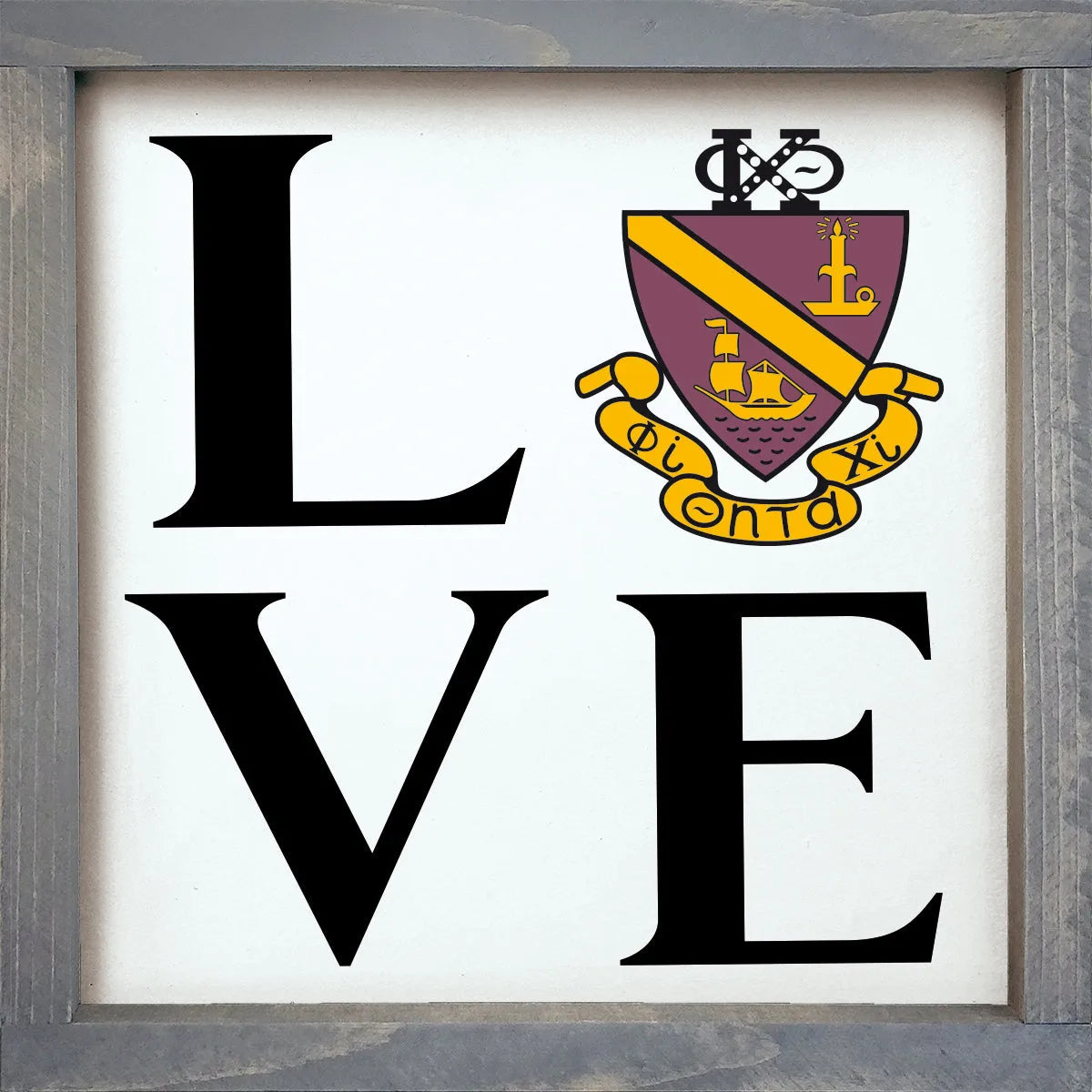 Phi Chi Theta 12x12 "LOVE" Wood Framed Sign | Official Gift Shop