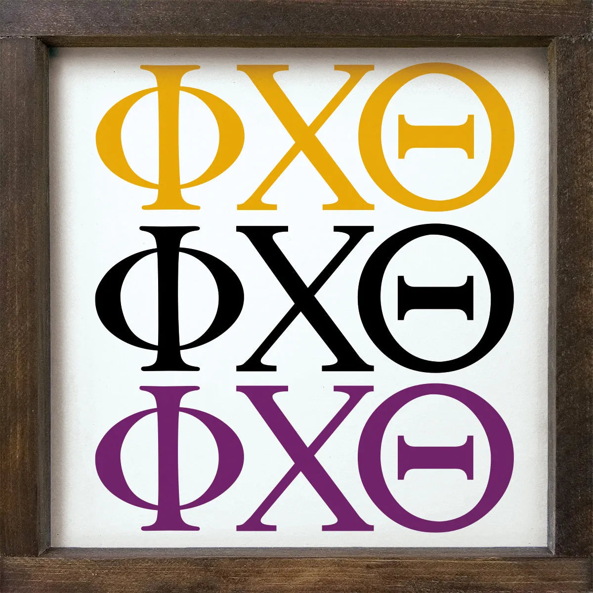 Phi Chi Theta 12x12 Wood Framed Sign Greek Letters | Custom Gifts