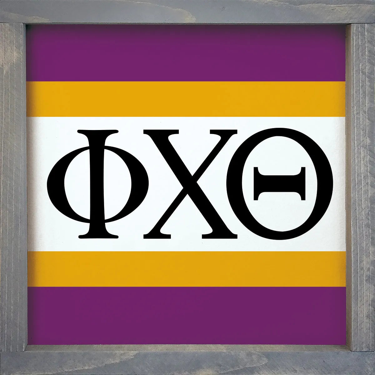 Phi Chi Theta 12x12 Wood Framed Sign - Stripes | Gifts | Dorm Decor