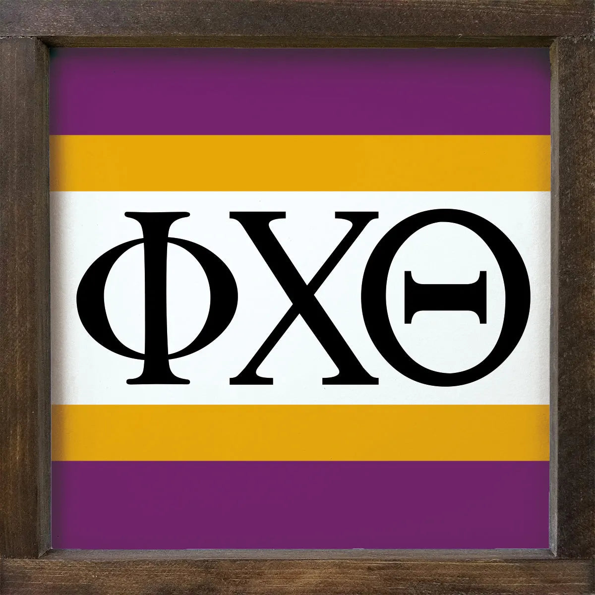 Phi Chi Theta 12x12 Wood Framed Sign - Stripes | Gifts | Dorm Decor