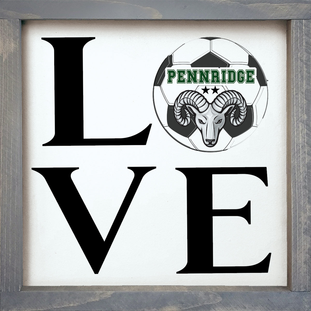 Pennridge Women's Soccer 12x12 LOVE Wood Framed Sign