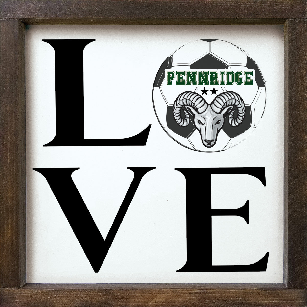 Pennridge Women's Soccer 12x12 LOVE Wood Framed Sign