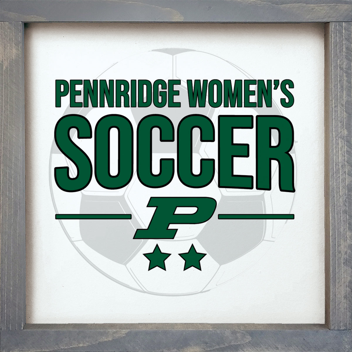 Pennridge Women's Soccer 12x12 Wood Framed Sign - Soccer Ball