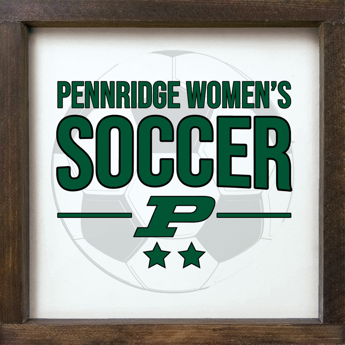 Pennridge Women's Soccer 12x12 Wood Framed Sign - Soccer Ball