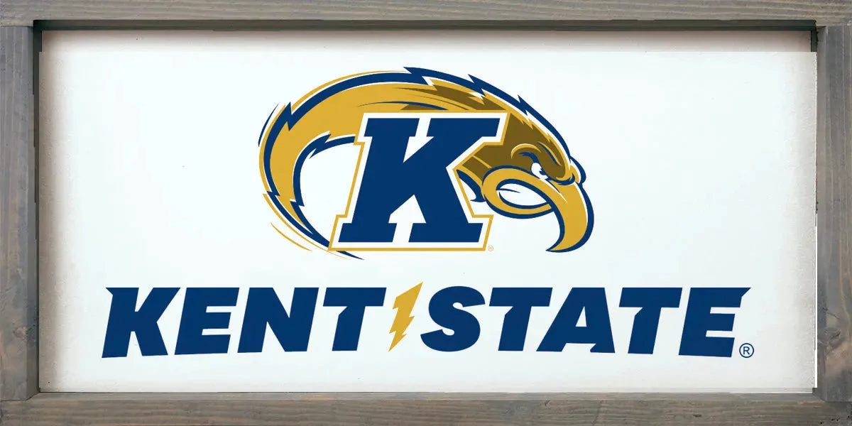 Kent State University Large 12x24 Wood Framed Sign - Golden Flashes Weathered Gray Wall Art & Signs