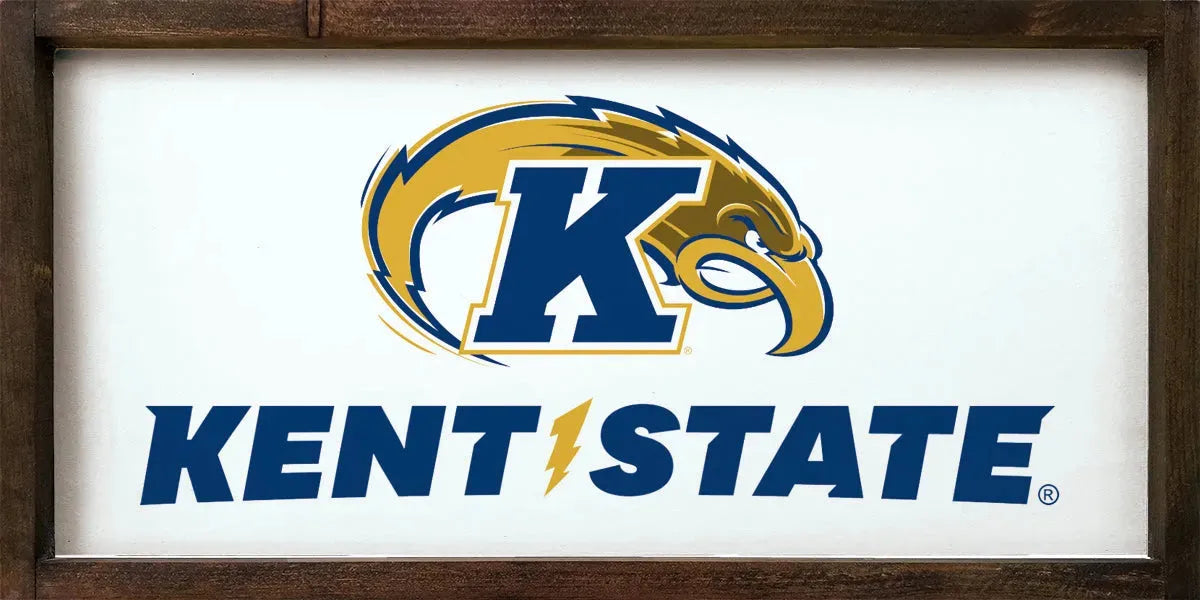Kent State University Large 12x24 Wood Framed Sign - Golden Flashes Walnut Stain Wall Art & Signs