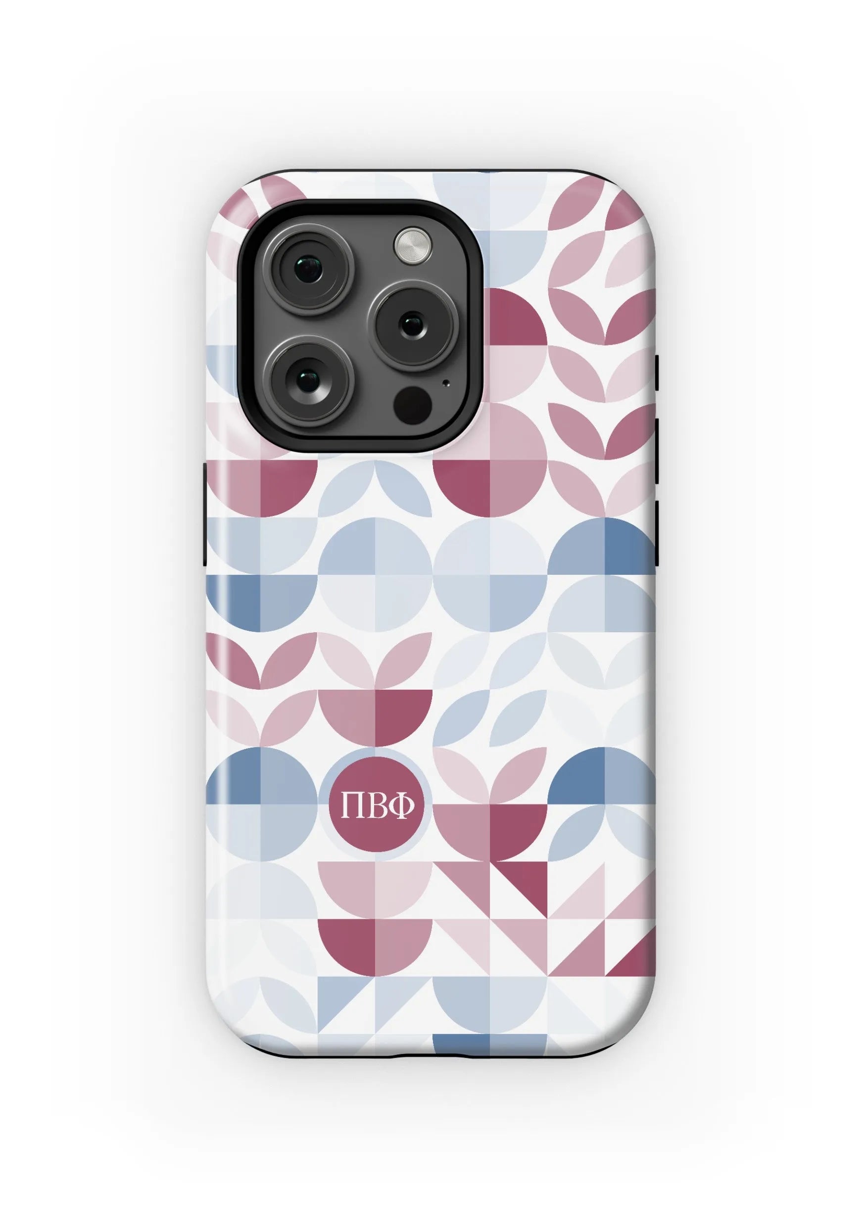 Pi Beta Phi iPhone 16, 15, 14 Mobile Phone Case - Geo Petals Matte Mobile Phone Cases
