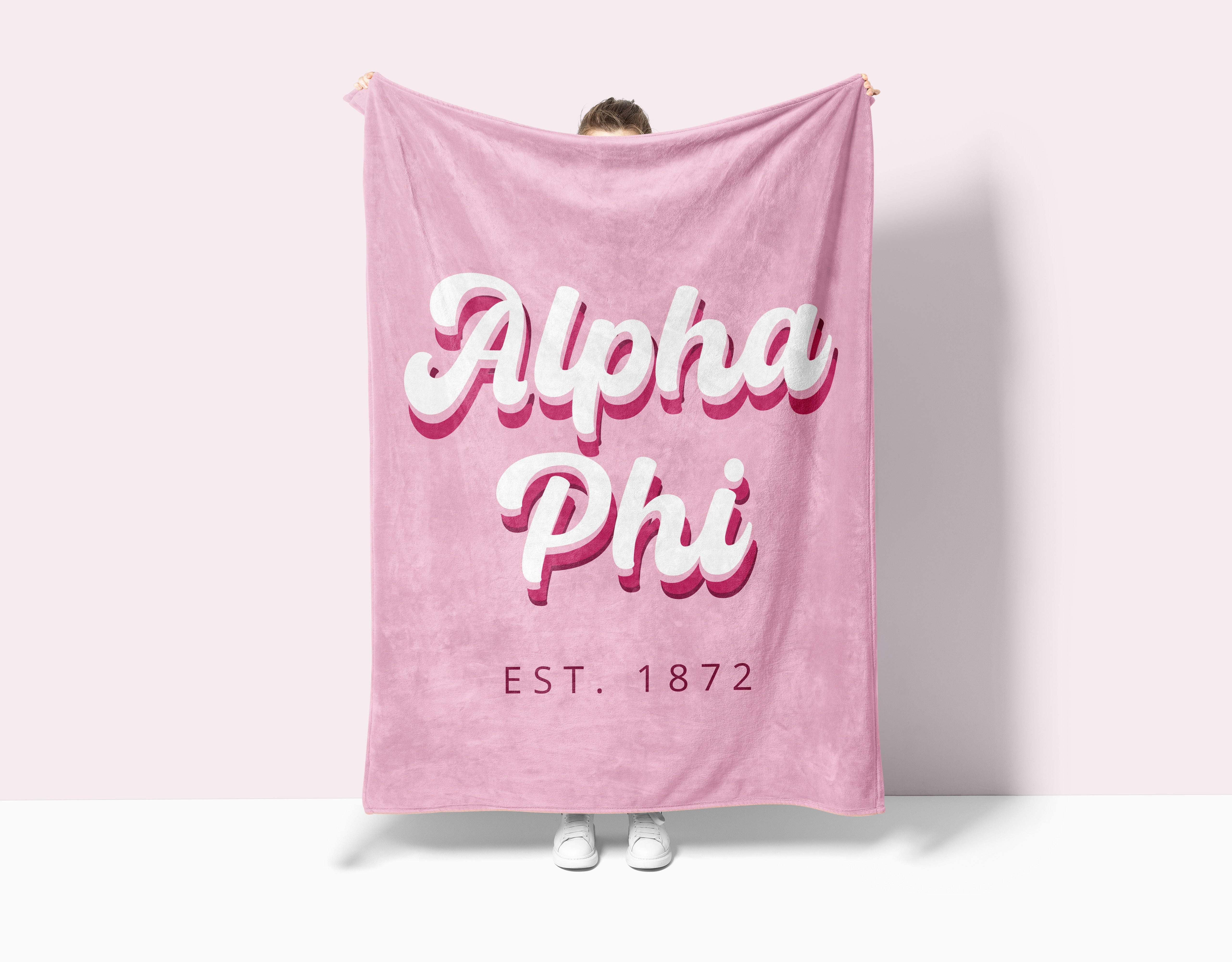 Alpha Phi XL 60x80 Retro Sherpa Blanket | APhi Dorm Decor & Gifts