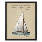 Herreshoff Sailboat US Patent Art Print | Nautical Coastal Dorm Decor